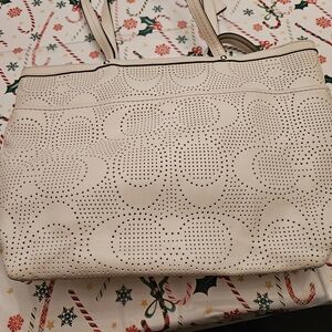 Coach Cream Perforated Tote Bag